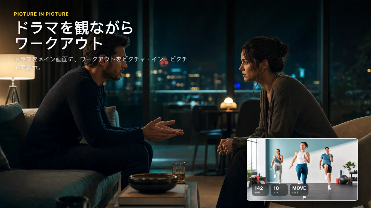 映像を隅に置いたまま動きながら視聴
