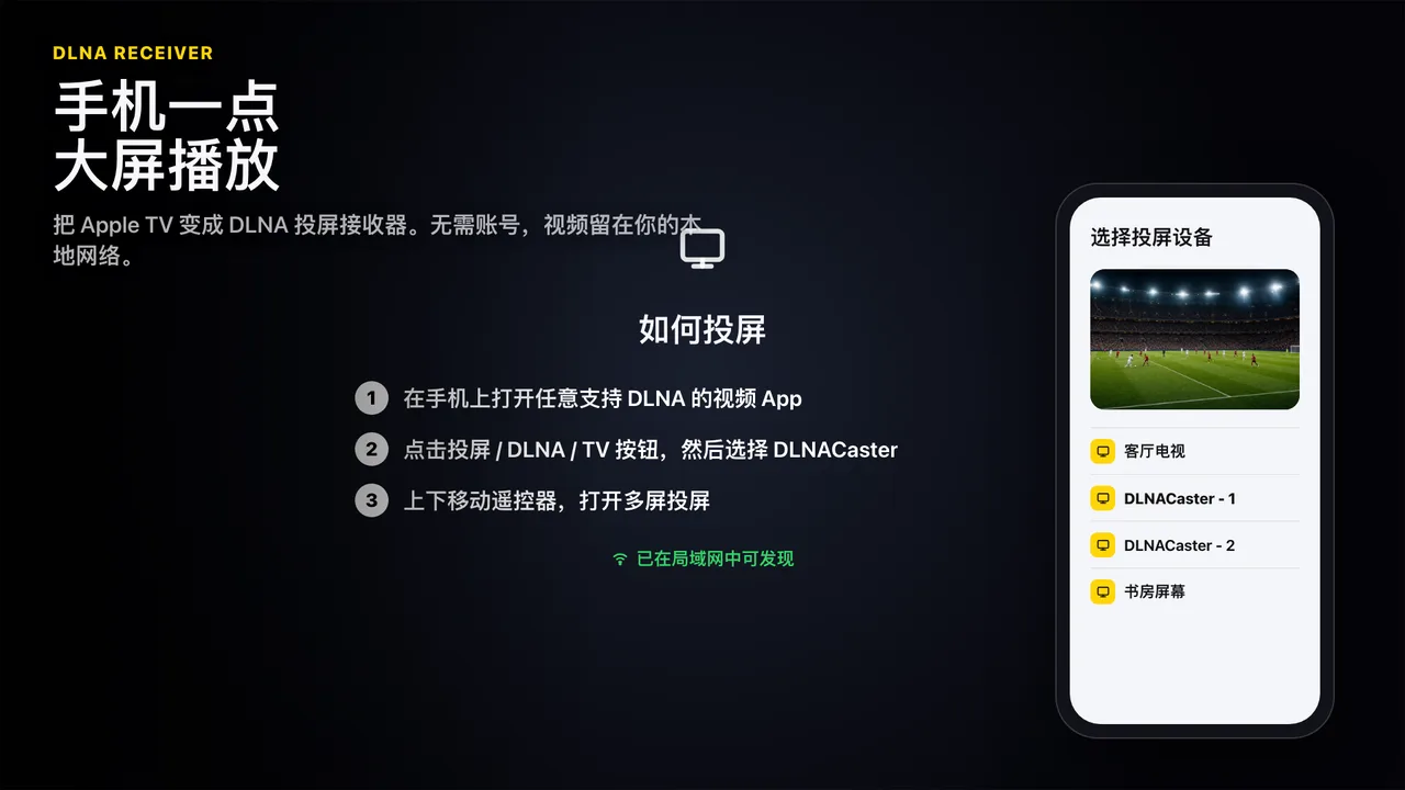 在手机上点投屏，在电视上观看